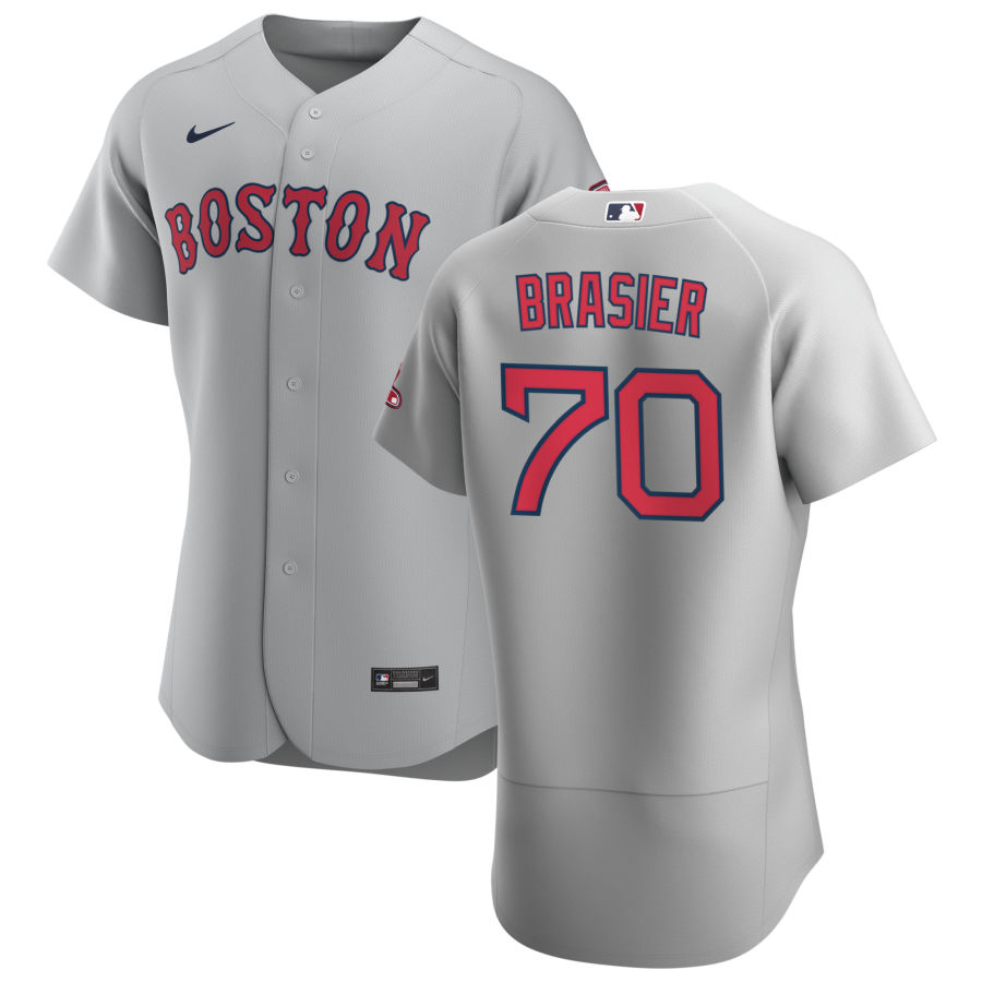 Cheap Boston Red Sox 70 Ryan Brasier Men Nike Gray Road 2020 Authentic Team MLB Jersey